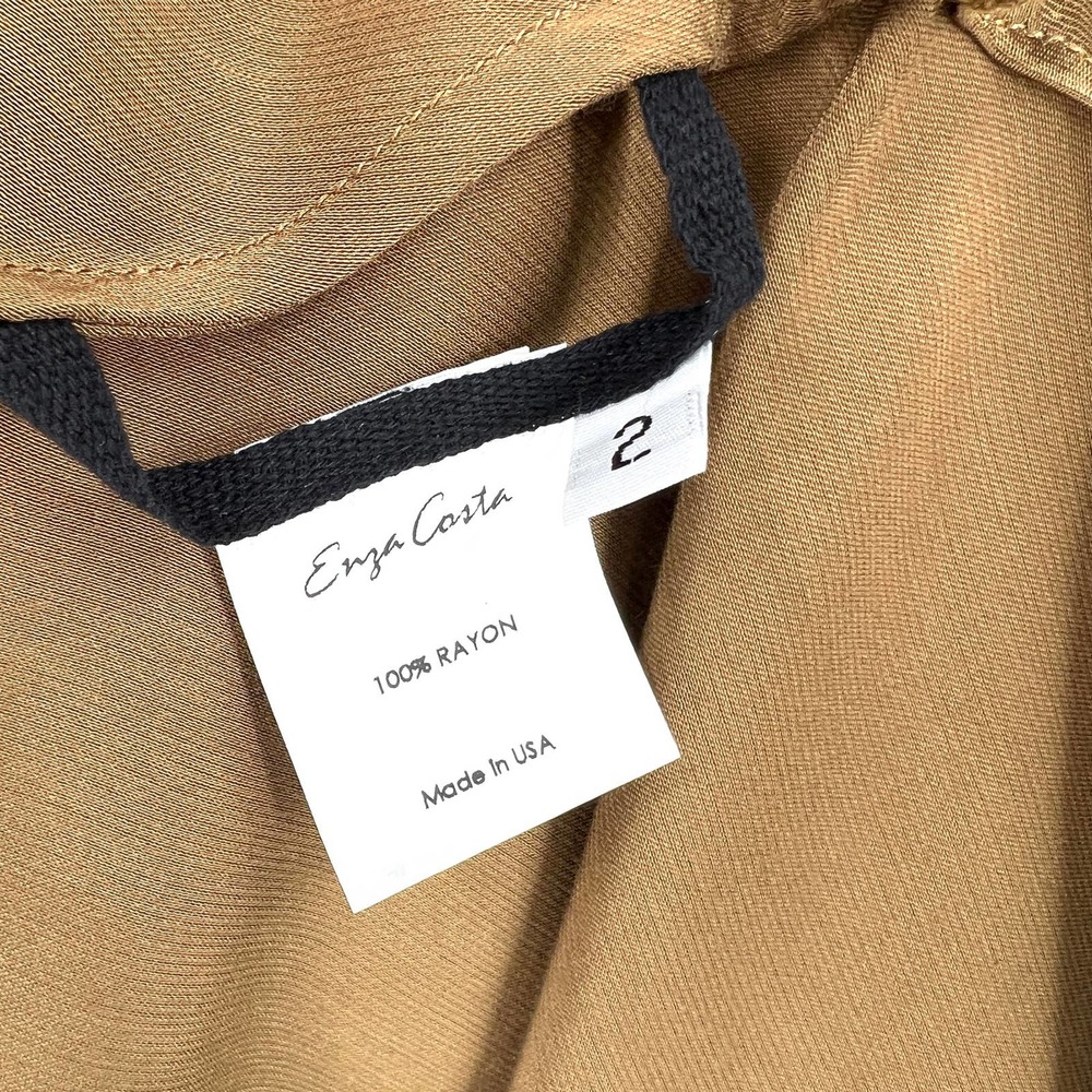 ENZA COSTA Dress Womens Medium Fatigue Satin Bias Slip Maxi Spaghetti Strap NWOT - Picture 10 of 15